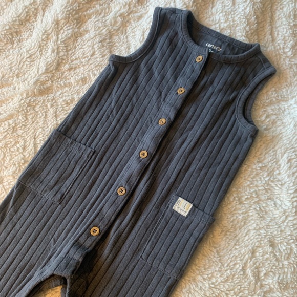 Gray Blue Ribbed romper summery versatile sleeveless - Picture 2 of 8